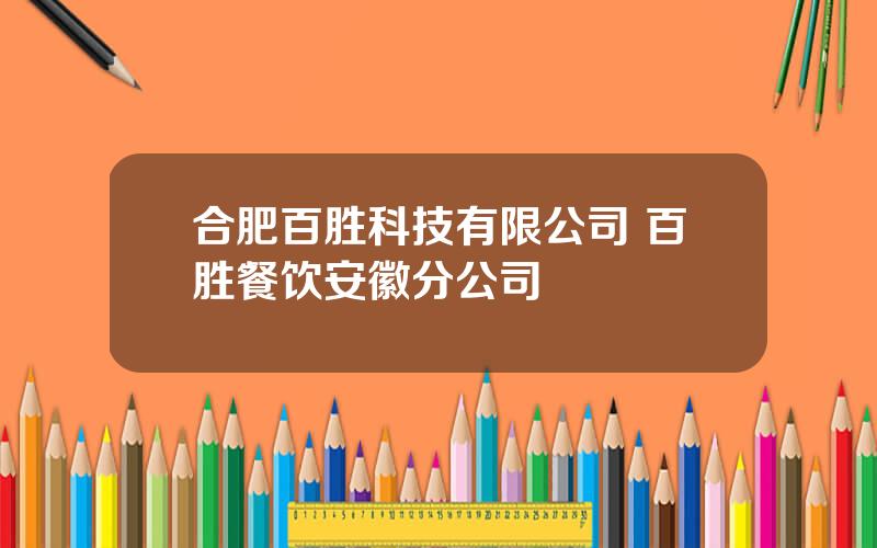 合肥百胜科技有限公司 百胜餐饮安徽分公司